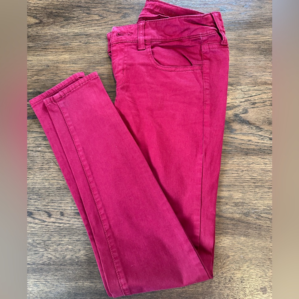American Eagle Outfitters Red Jeggings Slim-Fit Denim